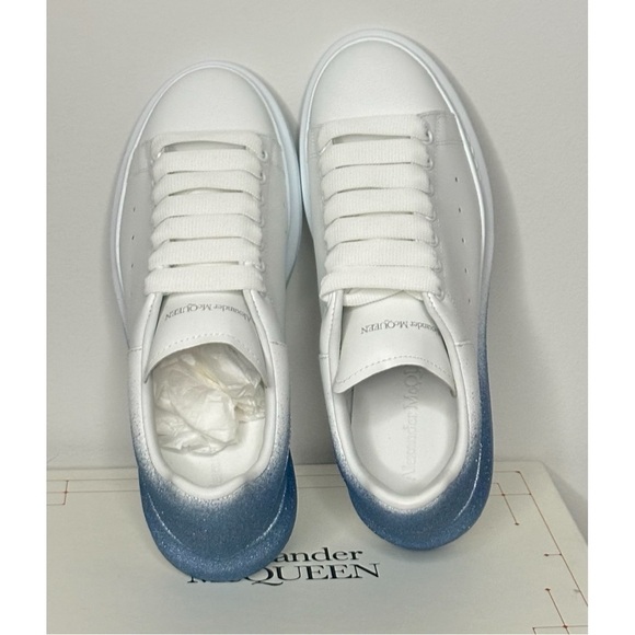 ALEXANDER McQueen Oversized Sneakers Ombre Blue Glitter Airbrush NEW size 38.5 - Picture 12 of 16